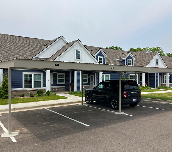 Black bronco parked in carport Black bronco parked in carport